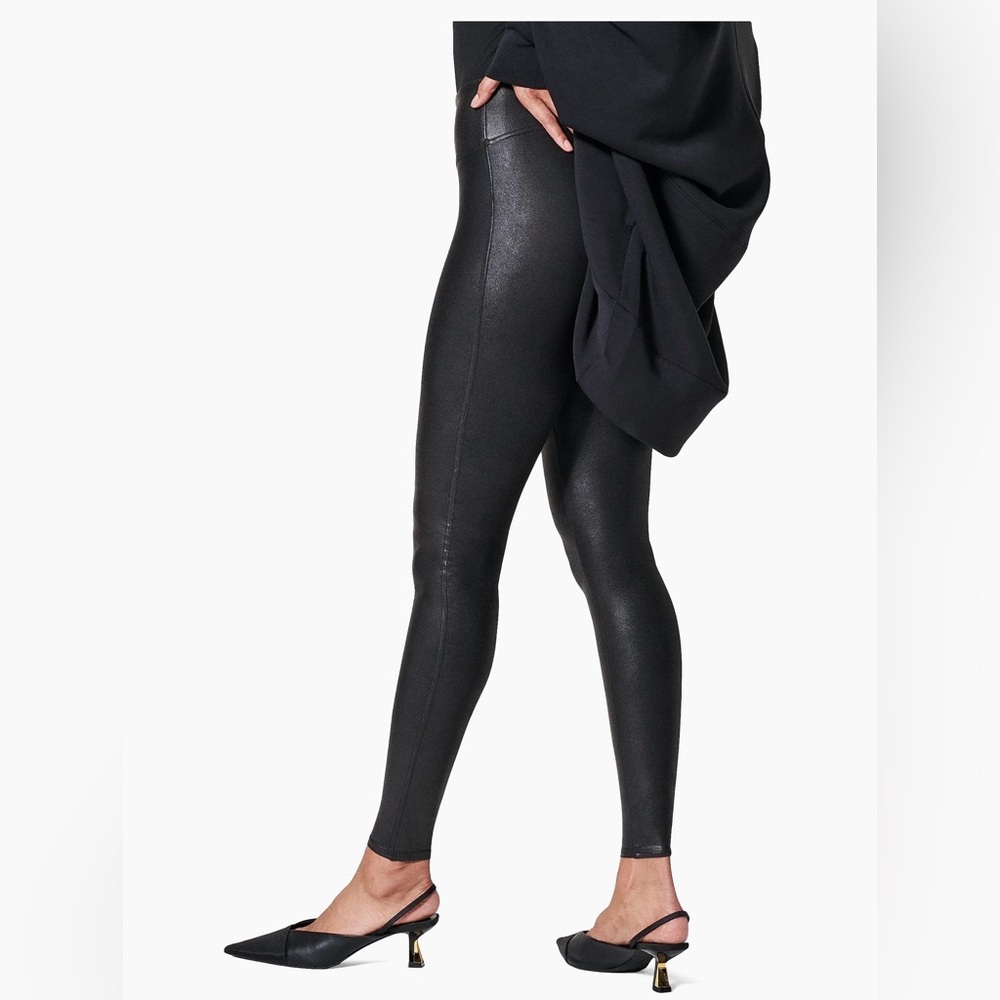 NWT SPANX Faux Leather Black Women's Leggings size Large - Picture 7 of 9